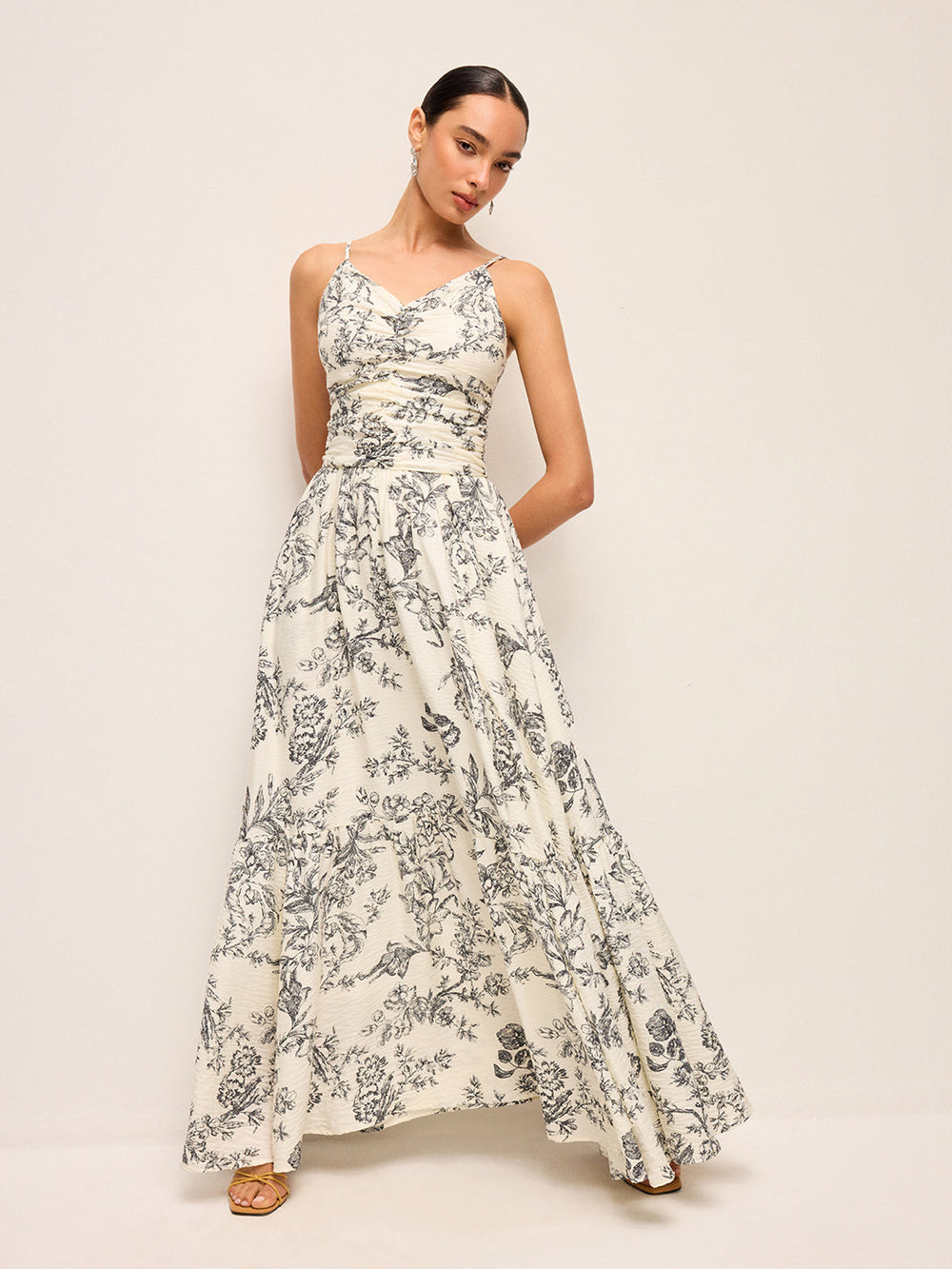 Blumen Print Raffen Cami Kleid