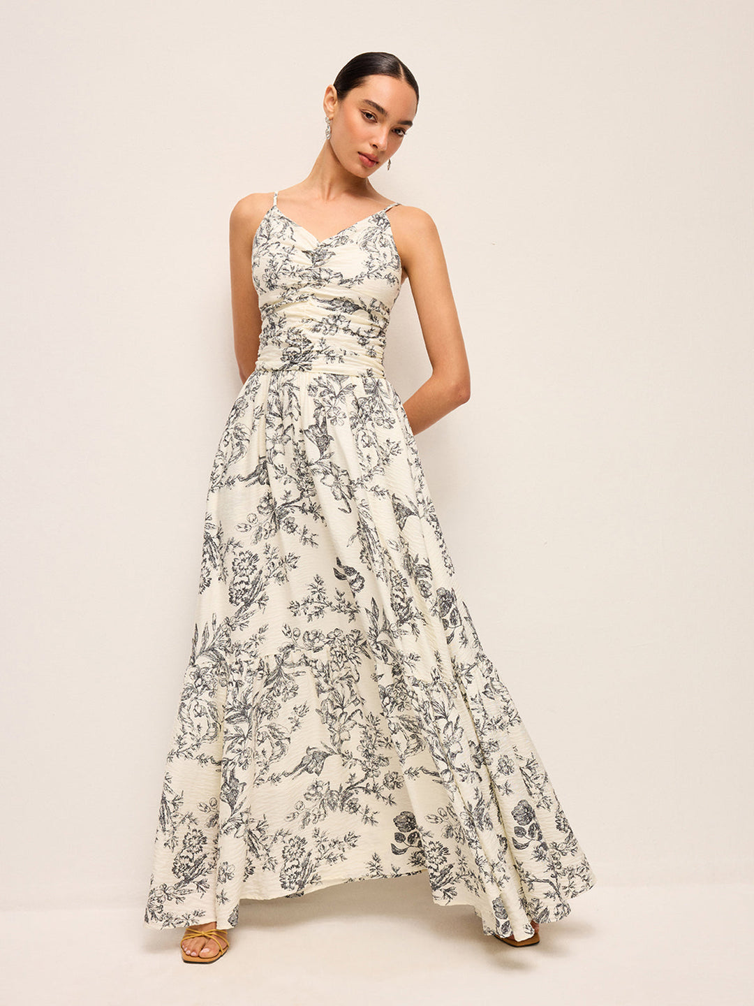 Blumen Print Raffen Cami Kleid