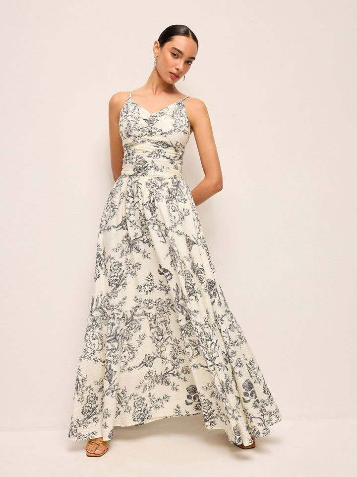 Blumen Print Raffen Cami Kleid
