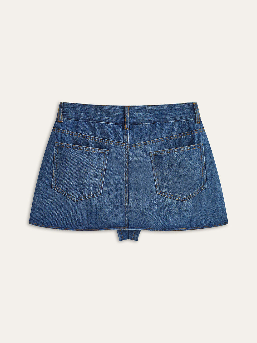 Taschenrock aus asymmetrischem Denim