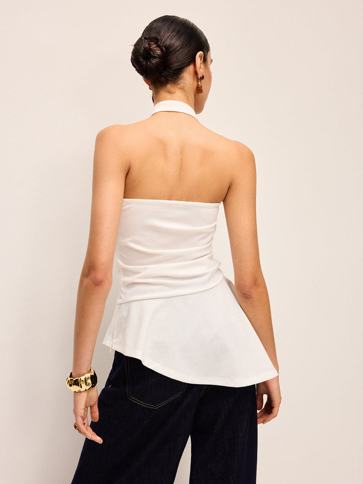 Halter Neck Peplum Top Mit Ketten-Detail