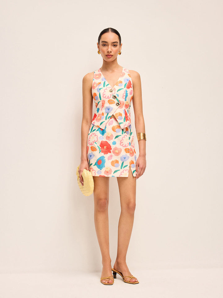 Blumenkleid mit Knöpfen