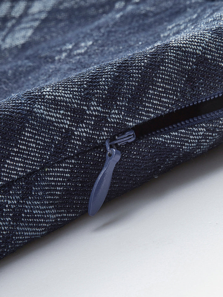 Karo-Print Denim-Shorts mit mittlerer Taille