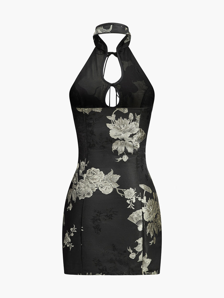 Kleid mit Blumenmuster und Schlüssellochdetail