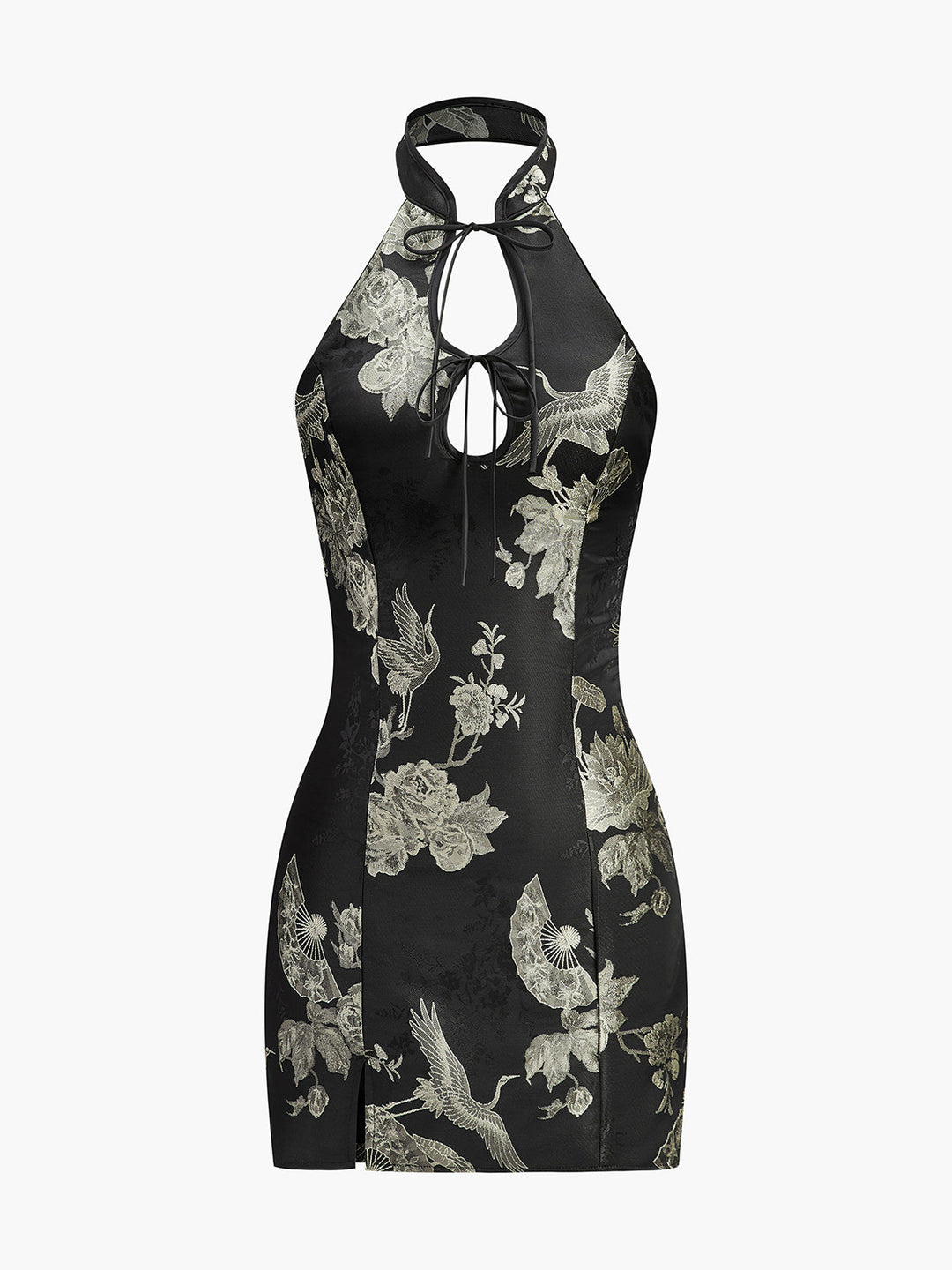 Kleid mit Blumenmuster und Schlüssellochdetail