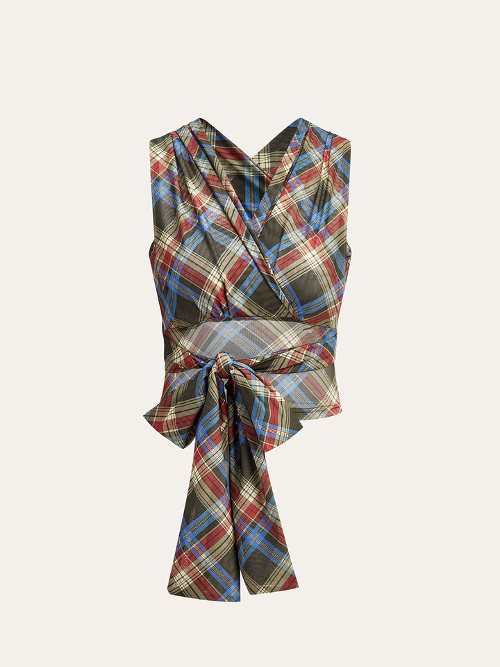 Plaid Geknotete Bindetop
