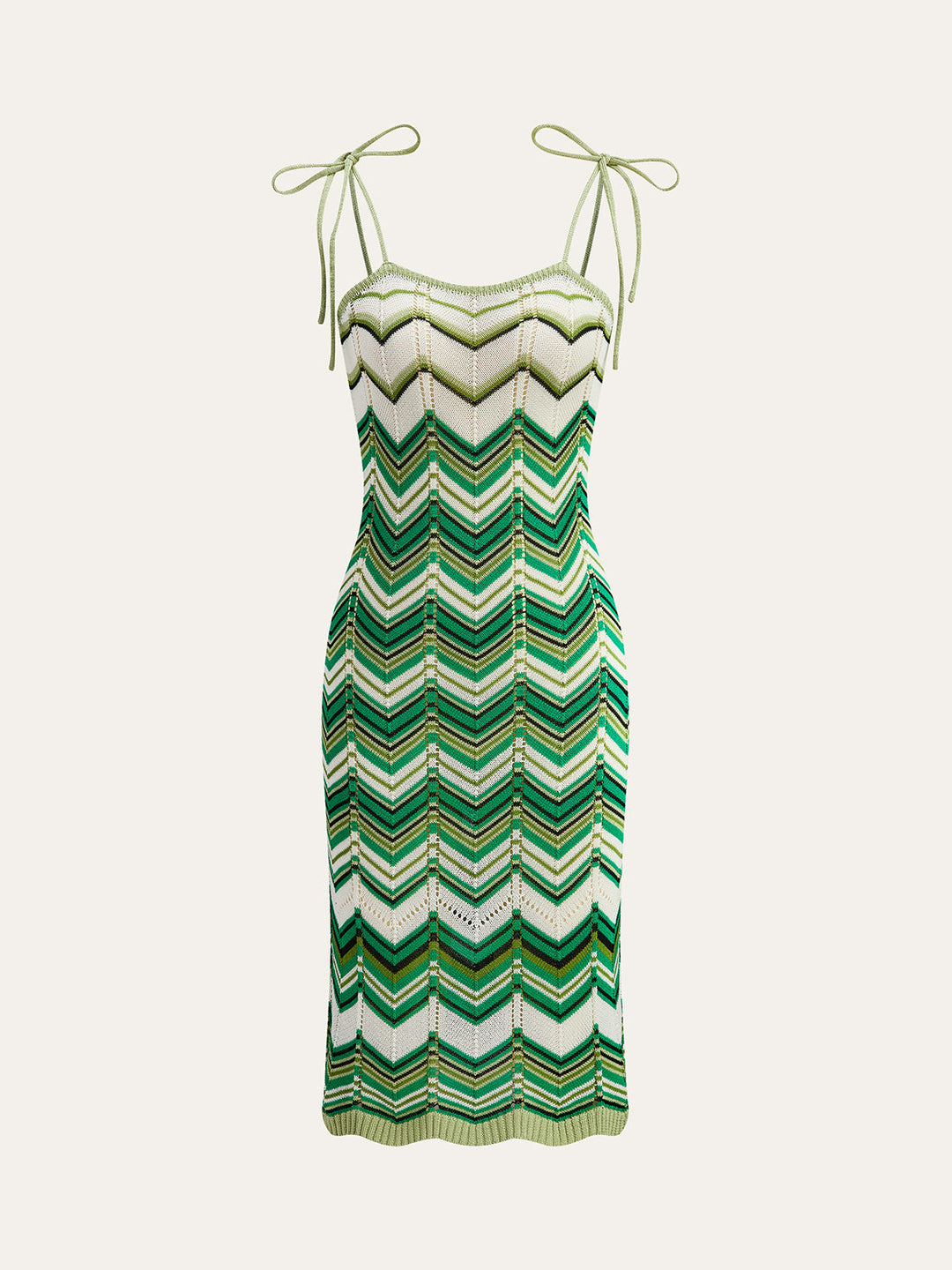 Strickkleid Midi mit Trägern und Chevron-Muster