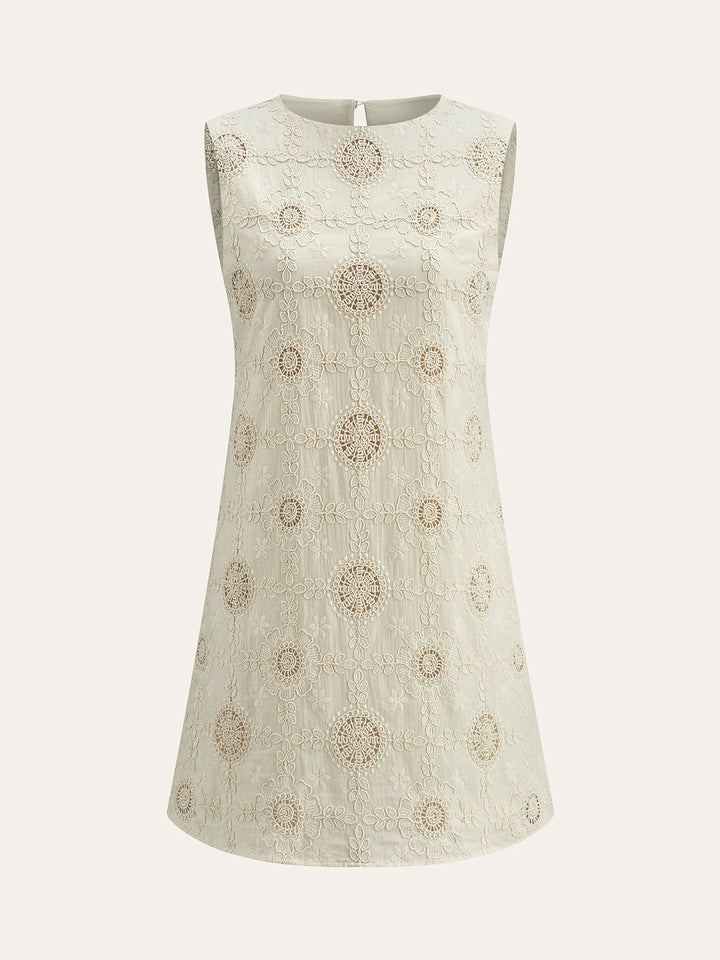 Ärmelloses Kleid aus bestickter Baumwolle