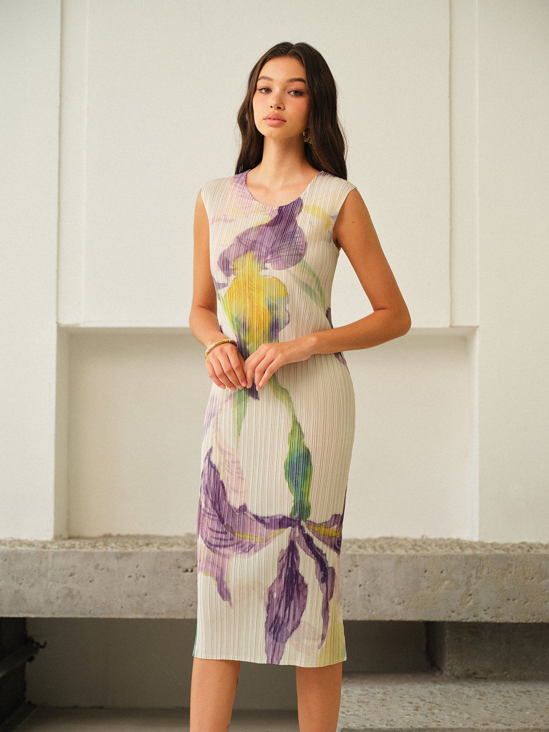 Ärmelloses Kleid mit Blumenprint