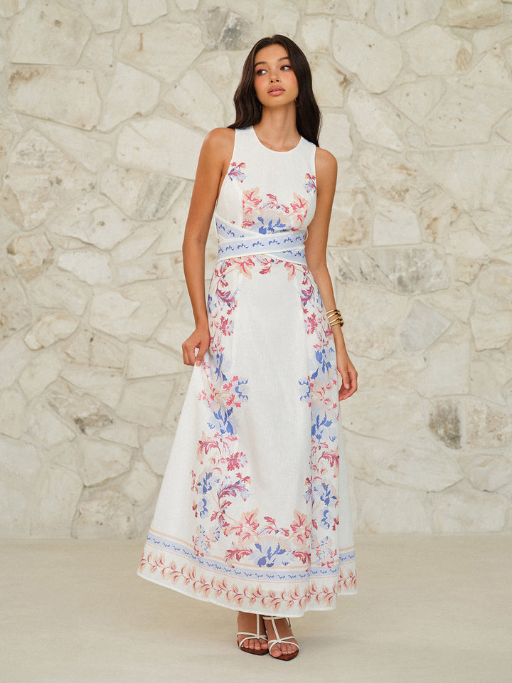 Ärmelloses Maxikleid mit Blumenprint