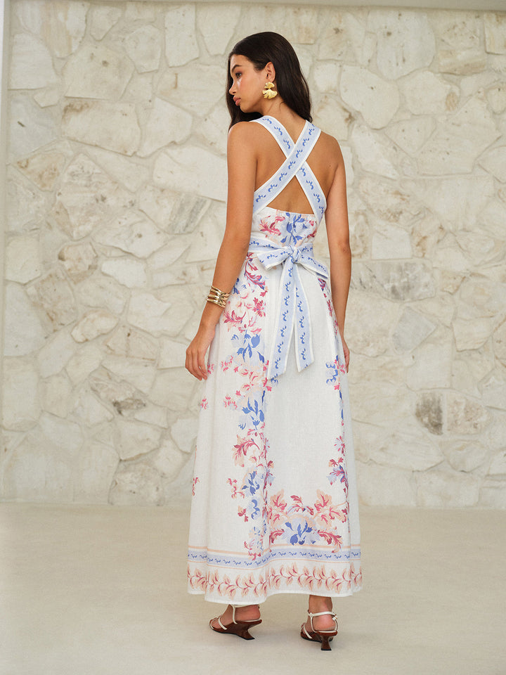 Ärmelloses Maxikleid mit Blumenprint