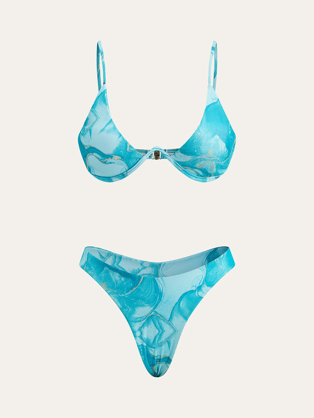 Bikini-Set mit Marmordruck und Überziehrock