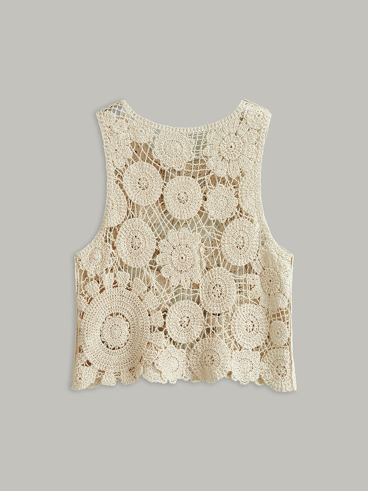 Ärmellose Jacquard-Strickweste aus Baumwolle