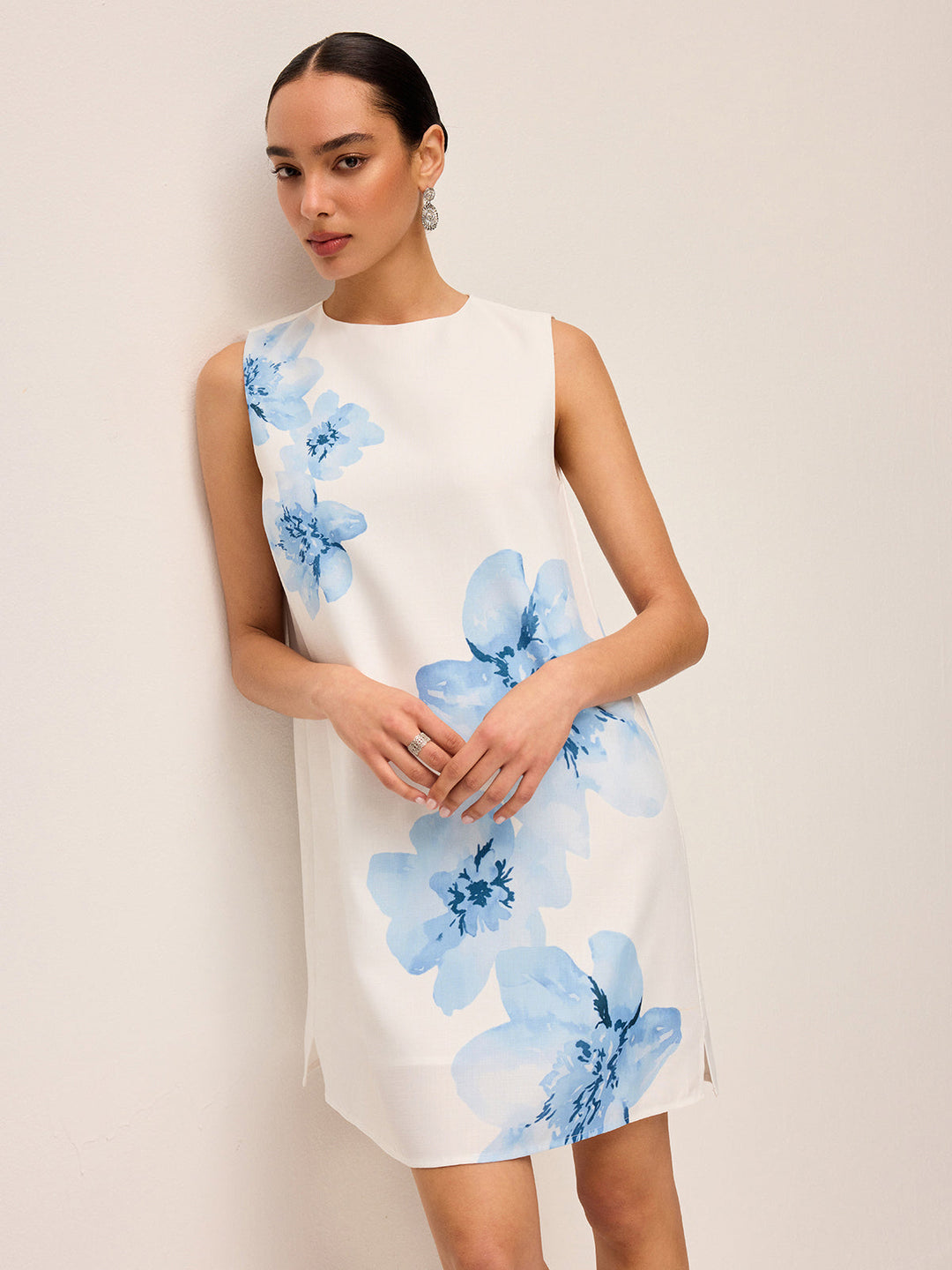 Blumenmuster Reißverschlusskleid