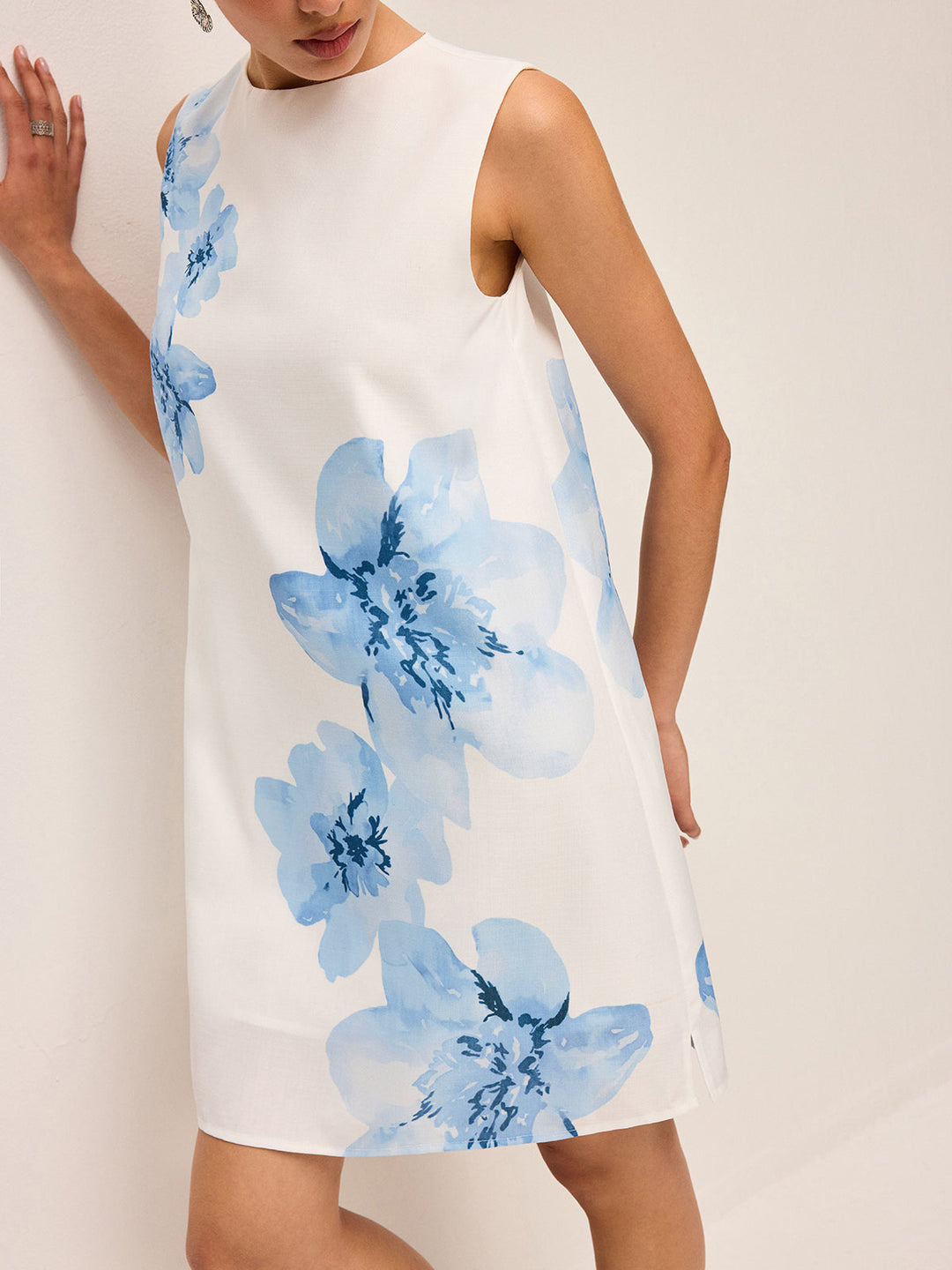 Blumenmuster Reißverschlusskleid