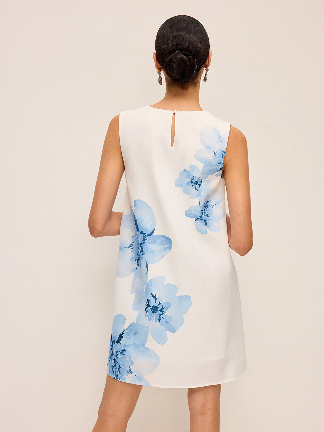 Blumenmuster Reißverschlusskleid