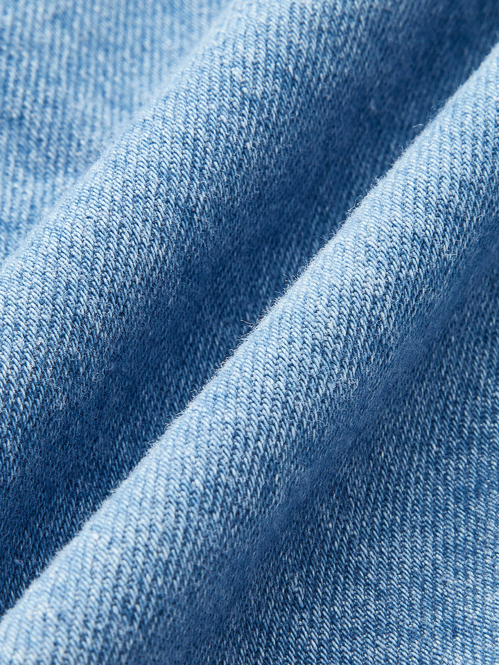 Halter-Neck-Schnallen-Denim-Kleid