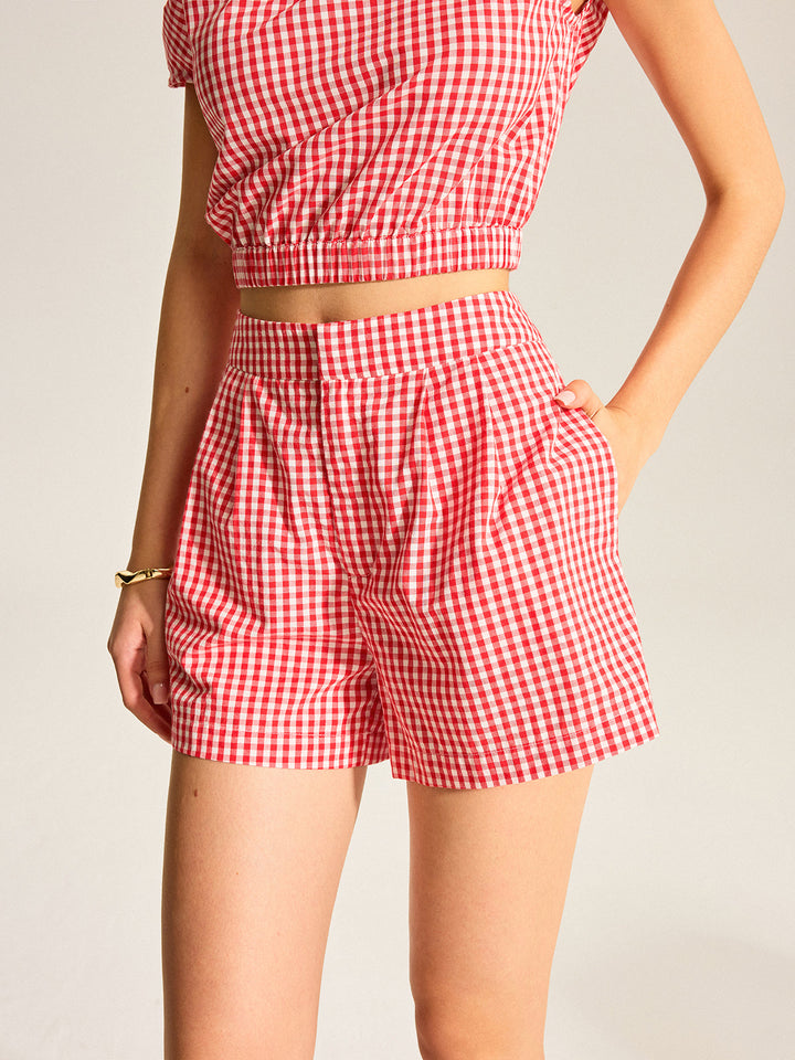 One-Shoulder Top Und Gestreifte Shorts Shorts Set