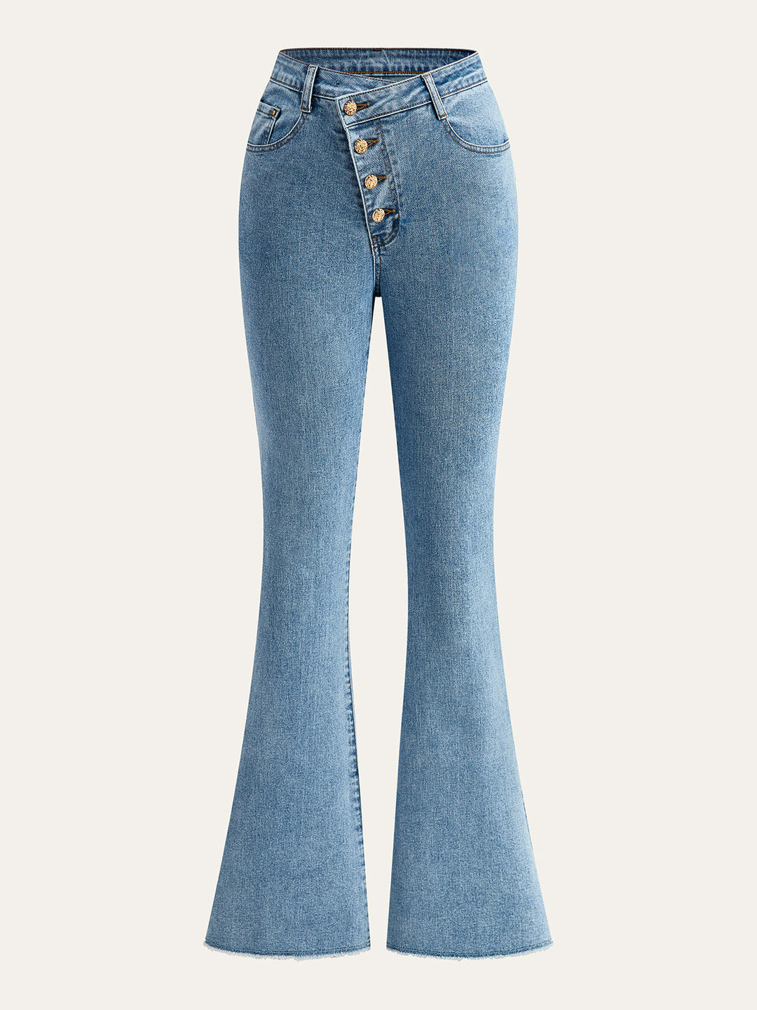 Ausgestellte Jeans mit hoher Taille und Knopfleiste