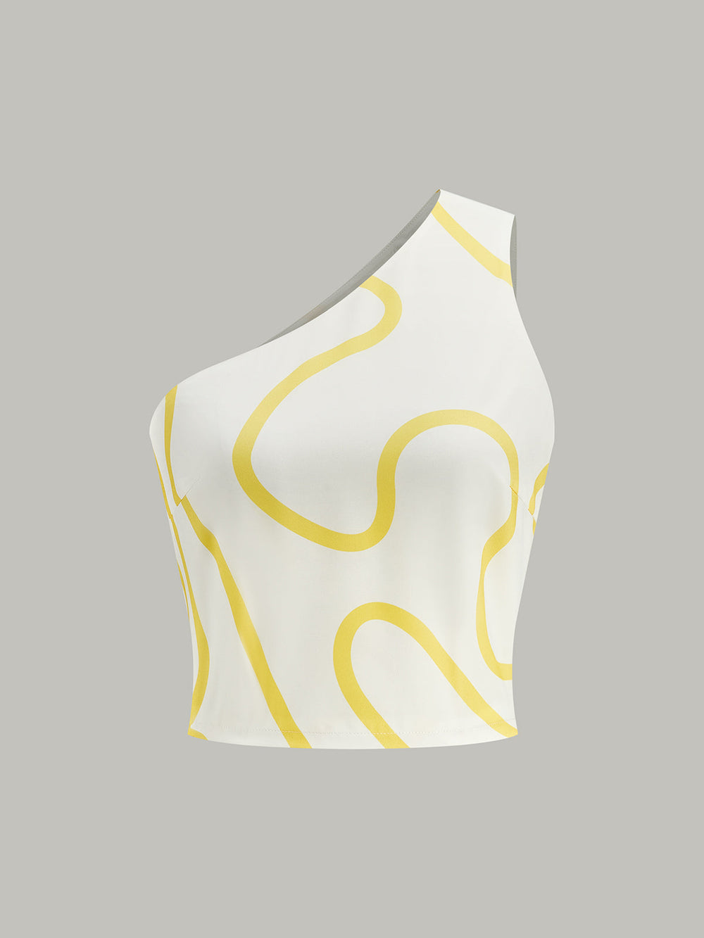One-Shoulder Abstract Print Crop Top und Maxikleid mit Stufen und Maxi-Rock-Set