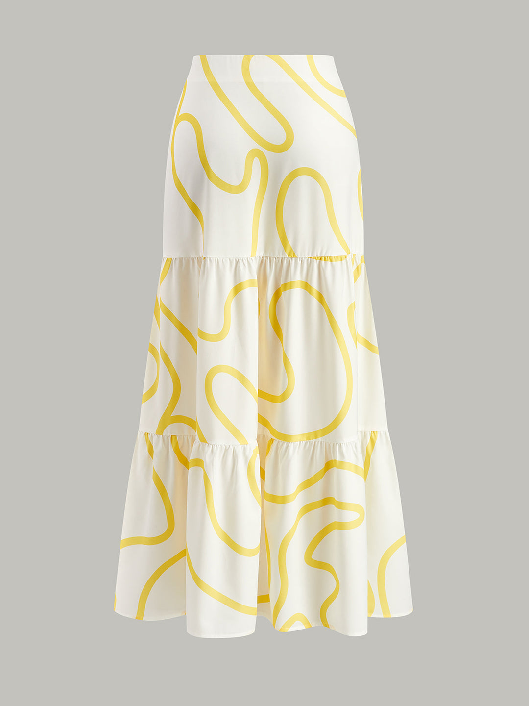 One-Shoulder Abstract Print Crop Top und Maxikleid mit Stufen und Maxi-Rock-Set