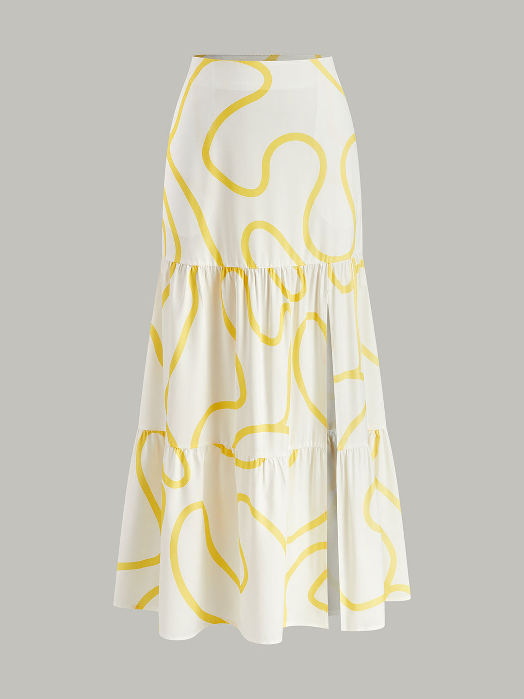 One-Shoulder Abstract Print Crop Top und Maxikleid mit Stufen und Maxi-Rock-Set