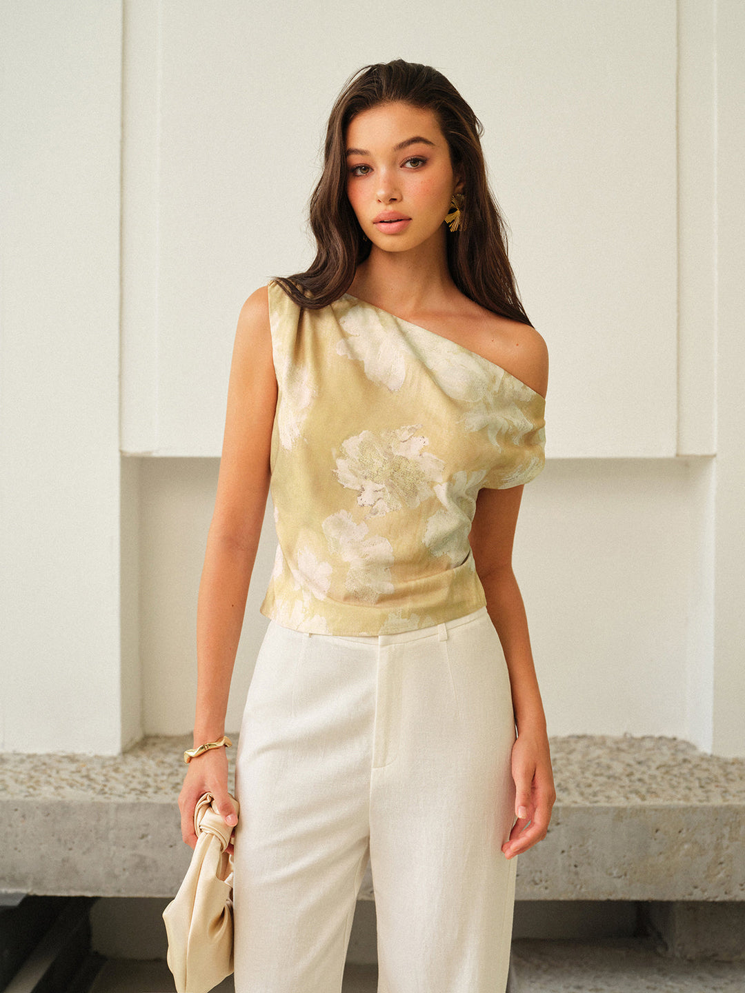 One-Shoulder-Oberteil mit Blumenmuster