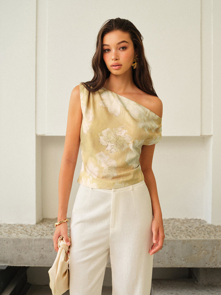 One-Shoulder-Oberteil mit Blumenmuster
