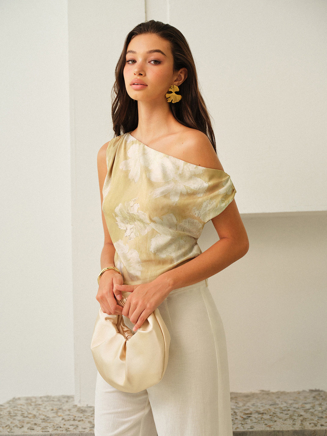 One-Shoulder-Oberteil mit Blumenmuster