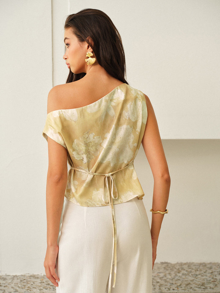 One-Shoulder-Oberteil mit Blumenmuster