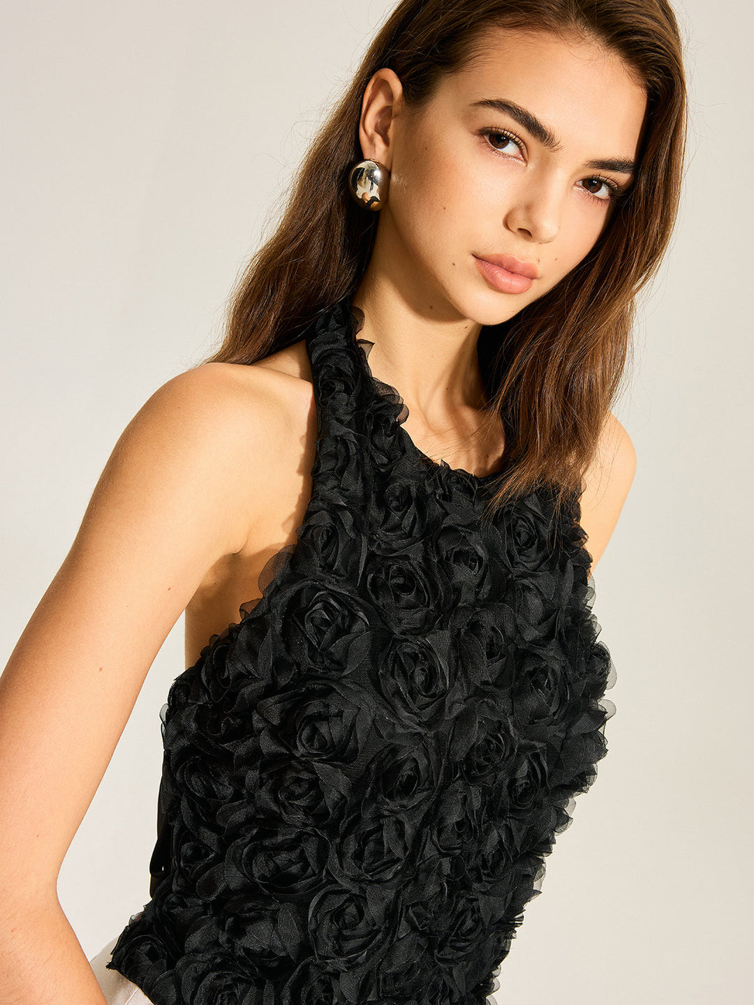 3D Floral Rückenfreies Schleifen-Halter-Oberteil