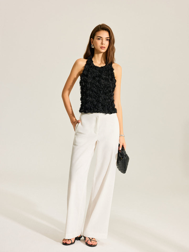 3D Floral Rückenfreies Schleifen-Halter-Oberteil