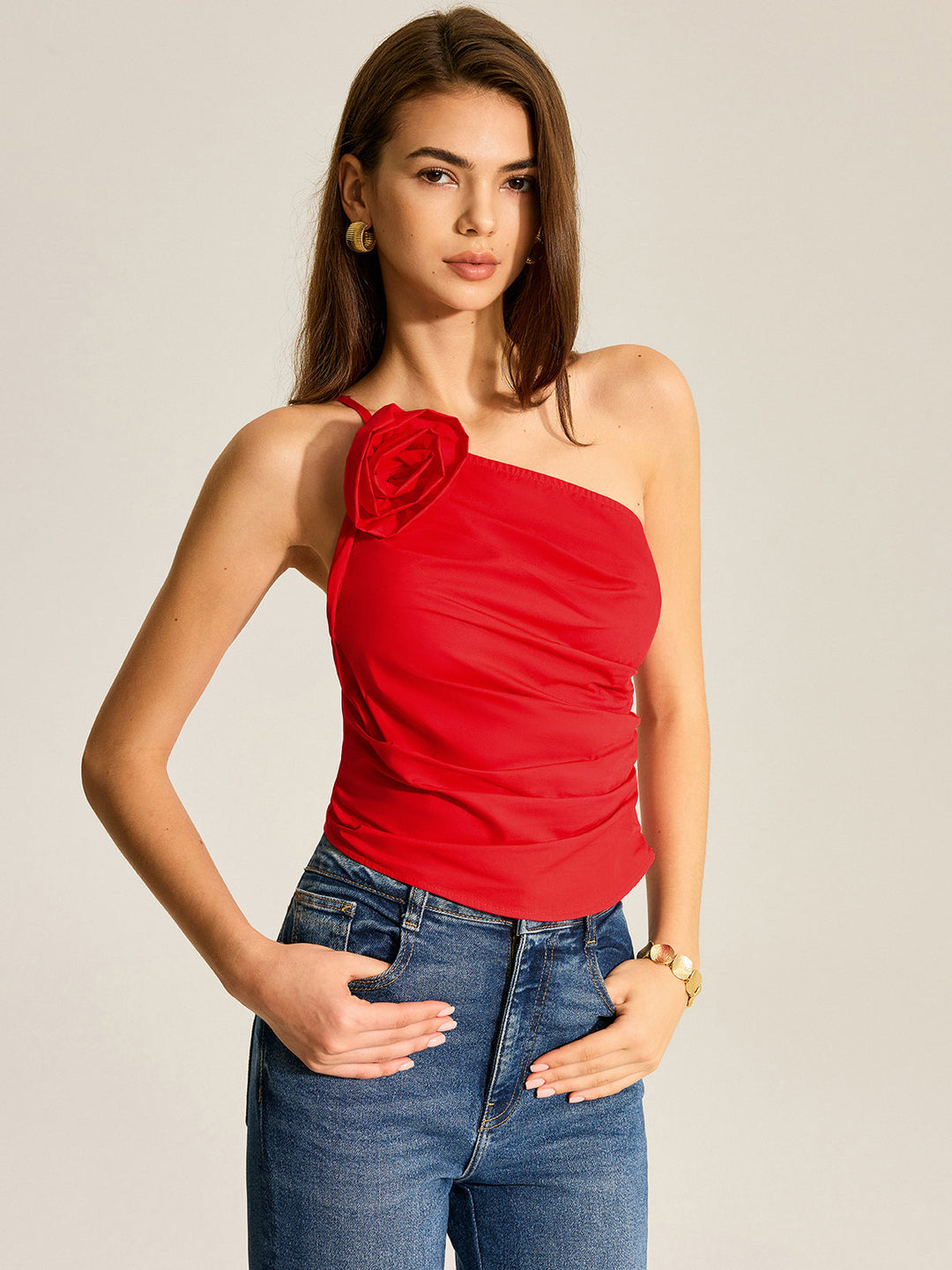 Blumen-One-Shoulder-Trägertop