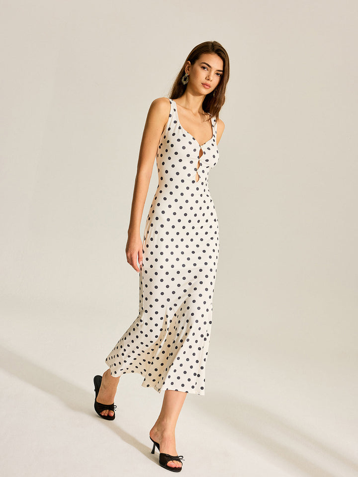 Polka Dot Zweiteiliges Maxikleid mit Spitzen-Camisole