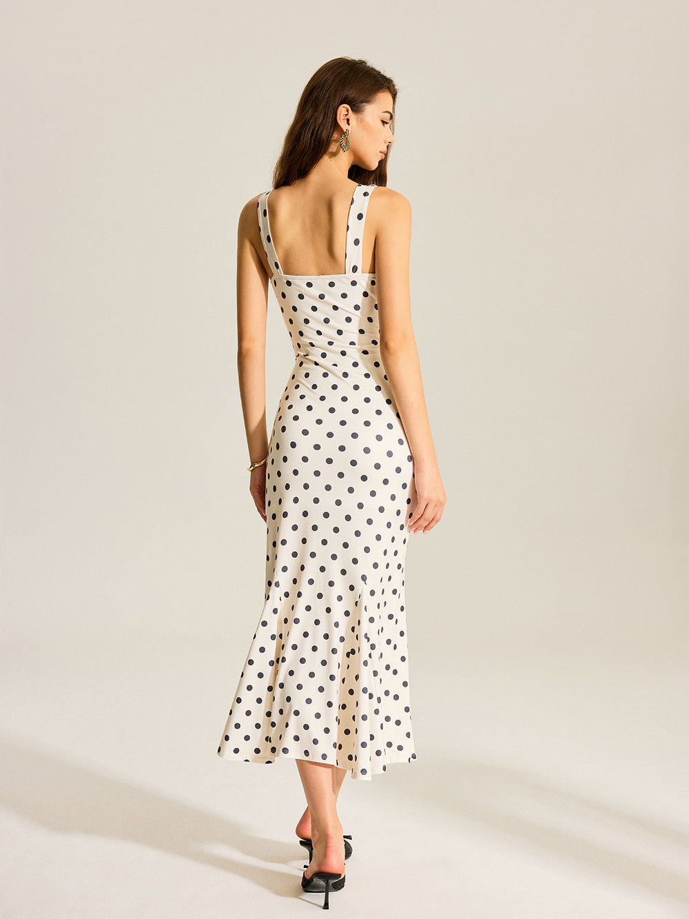 Polka Dot Zweiteiliges Maxikleid mit Spitzen-Camisole