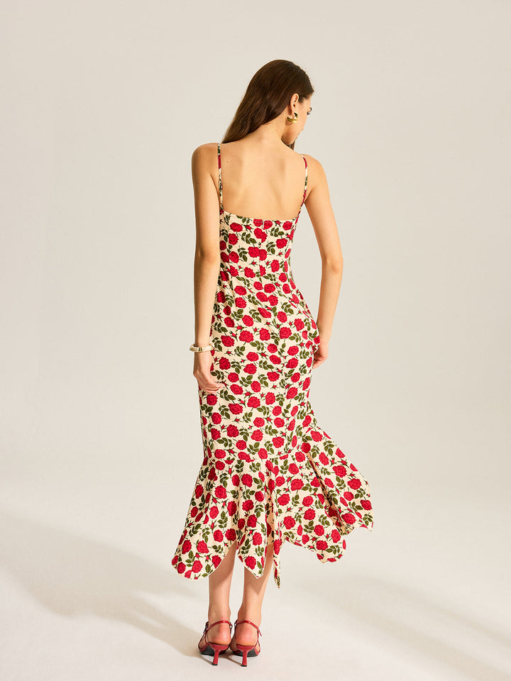 Maxikleid mit Rüschensaum und Blumenmuster