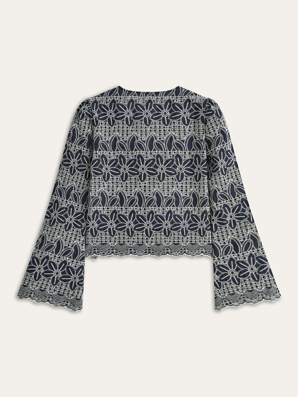 Gestickte Bluse mit Bindevorderteil
