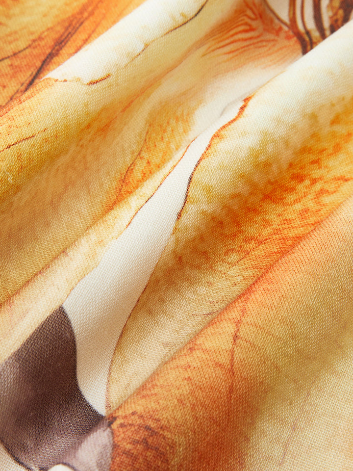 Blumenmuster Midi-Kleid