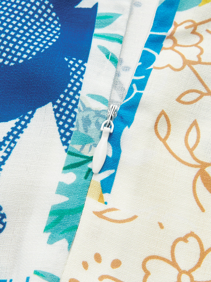Lemonade Print Spitze Besatz Langes Kleid
