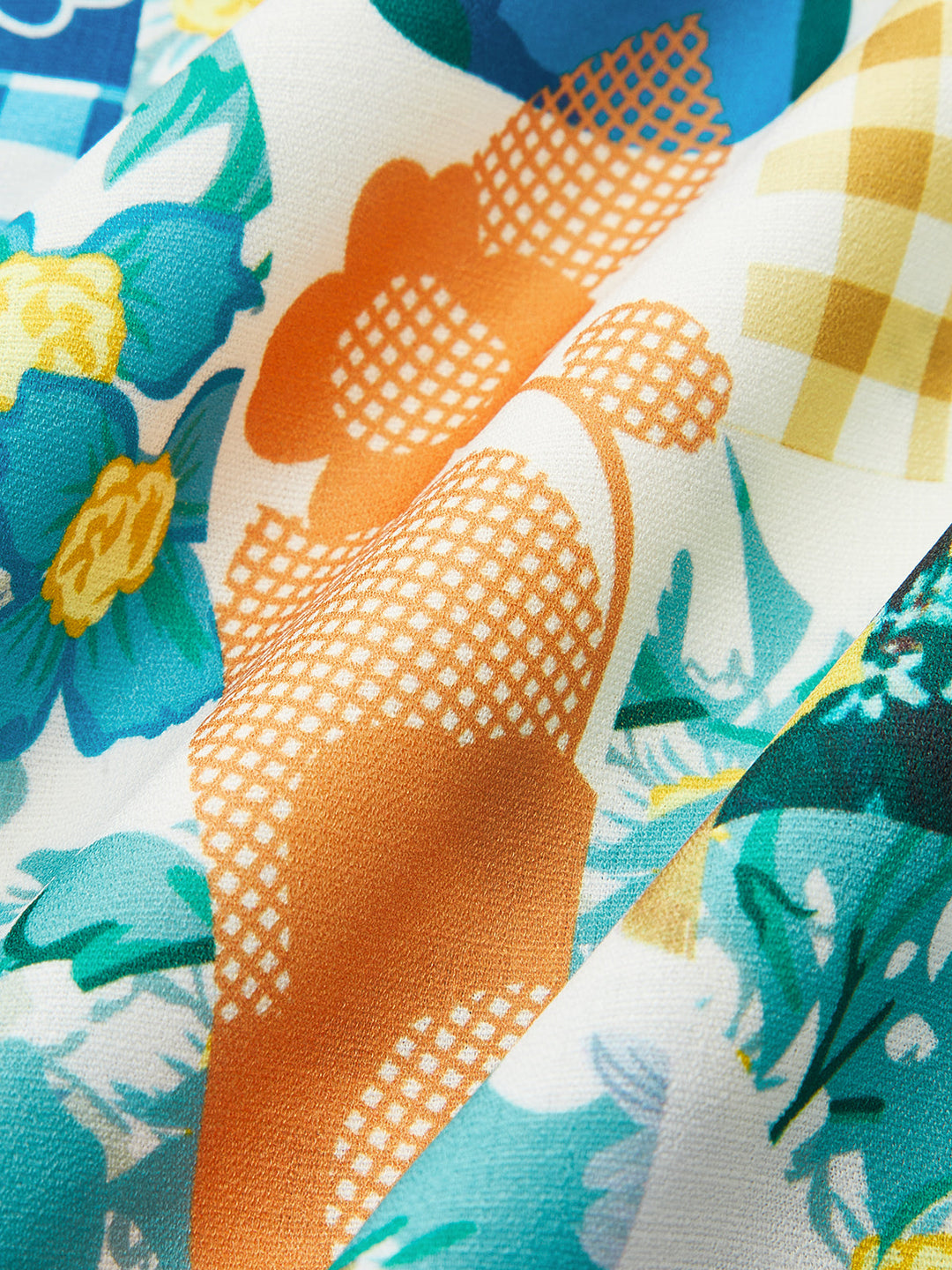 Lemonade Print Spitze Besatz Langes Kleid