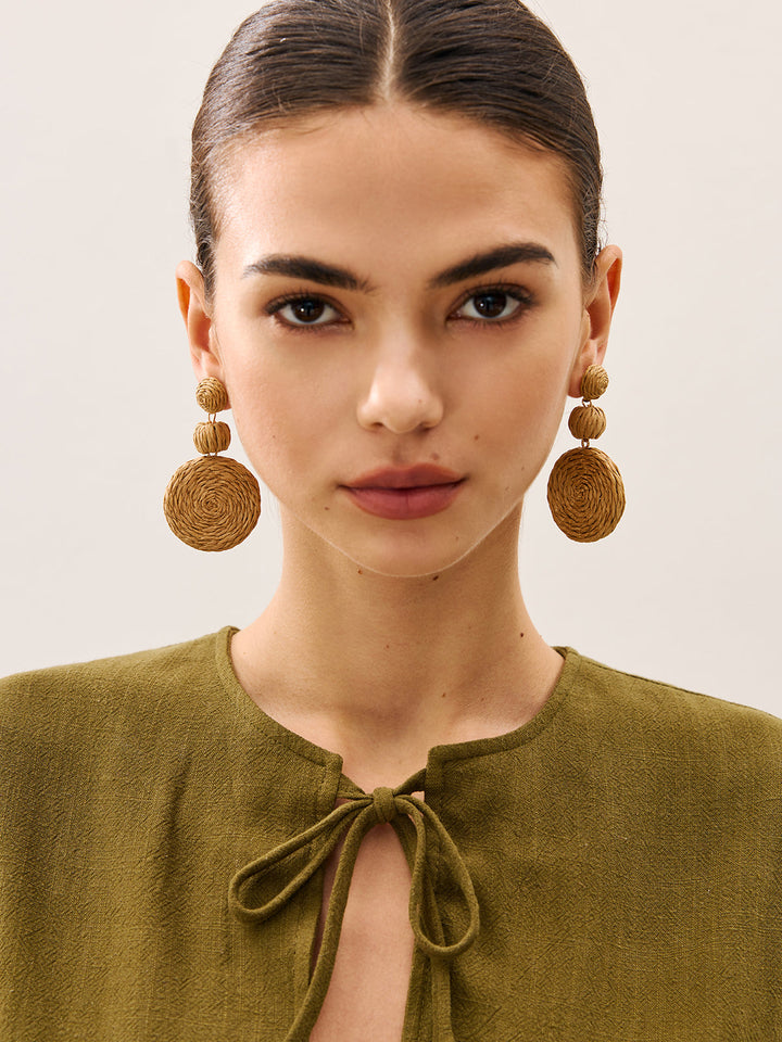 Triple Circle Raffia Drop Ohrringe