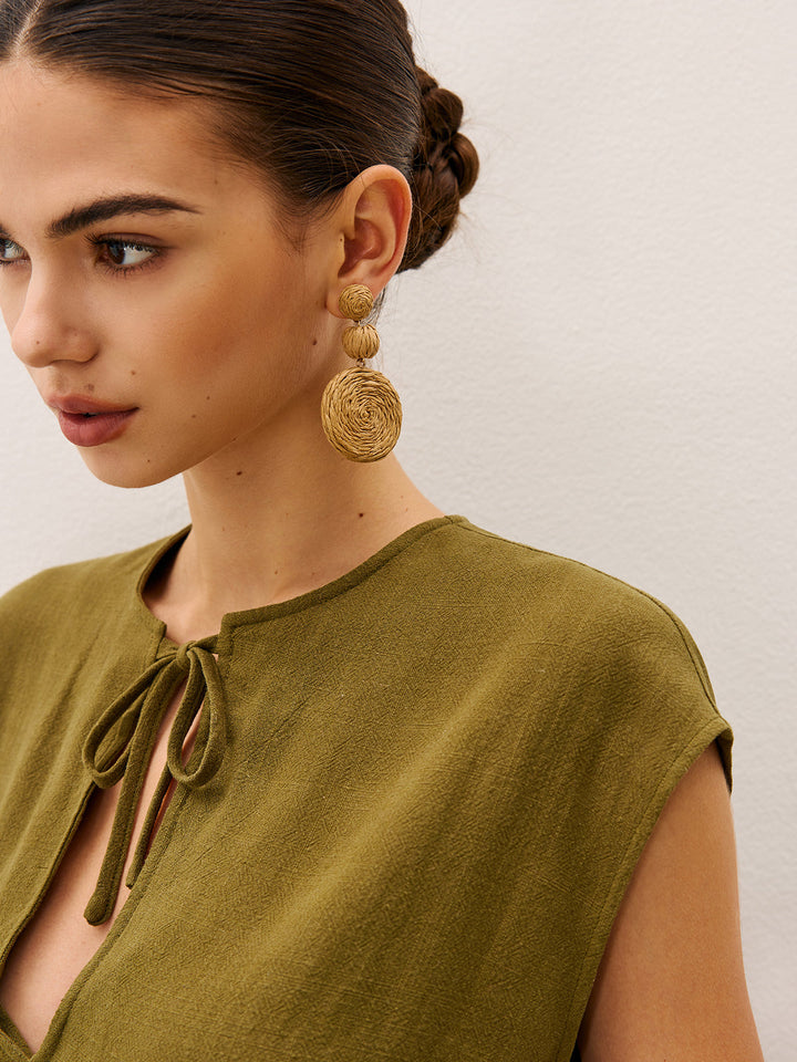 Triple Circle Raffia Drop Ohrringe