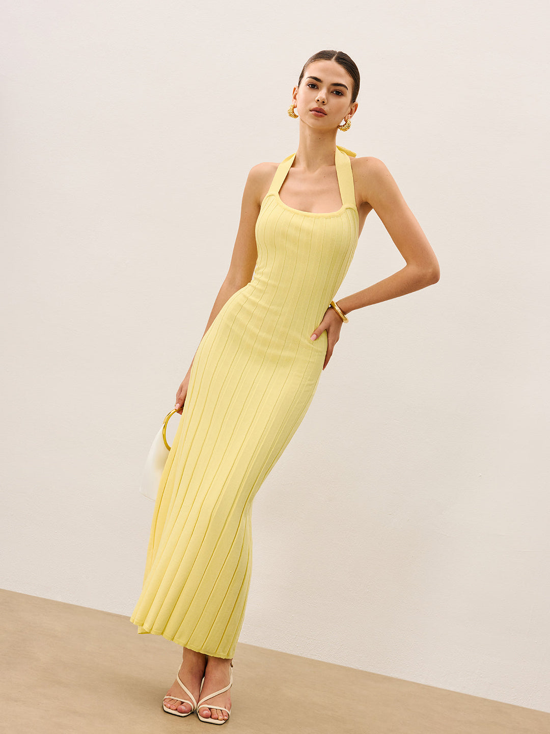 Halter-Strickkleid mit Rippstrickung