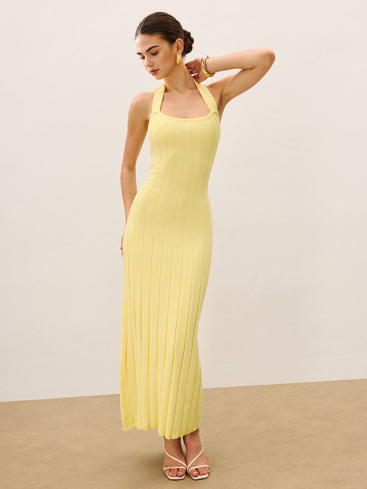 Halter-Strickkleid mit Rippstrickung