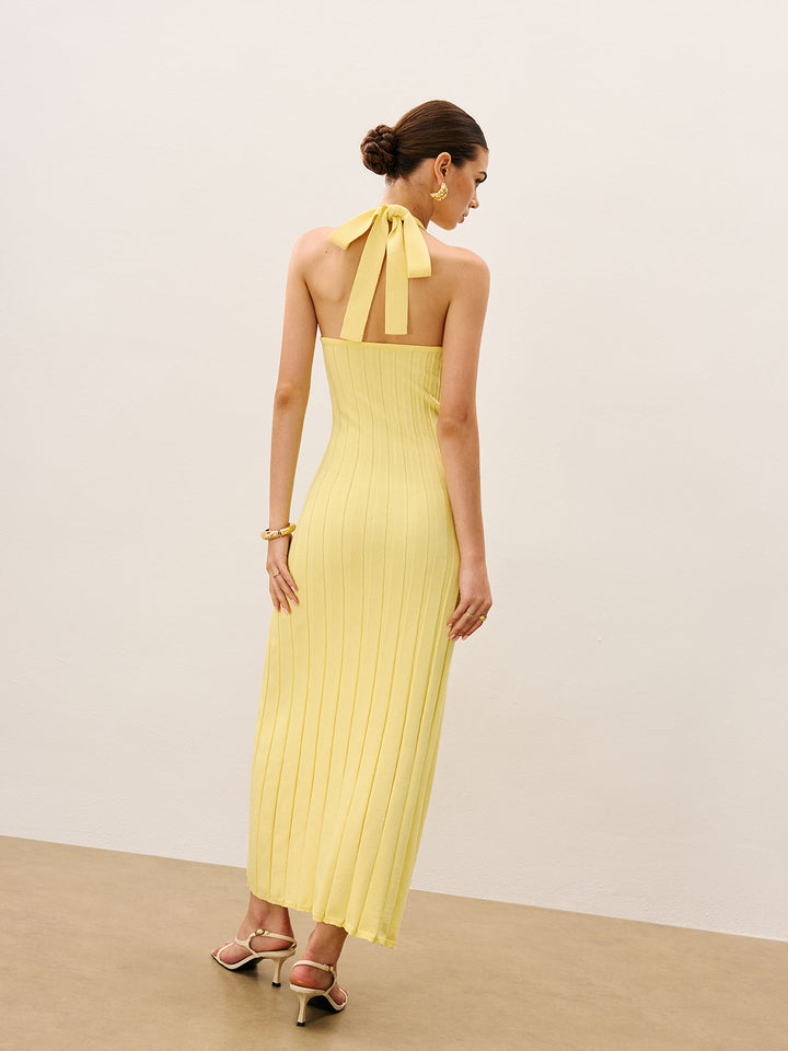 Halter-Strickkleid mit Rippstrickung