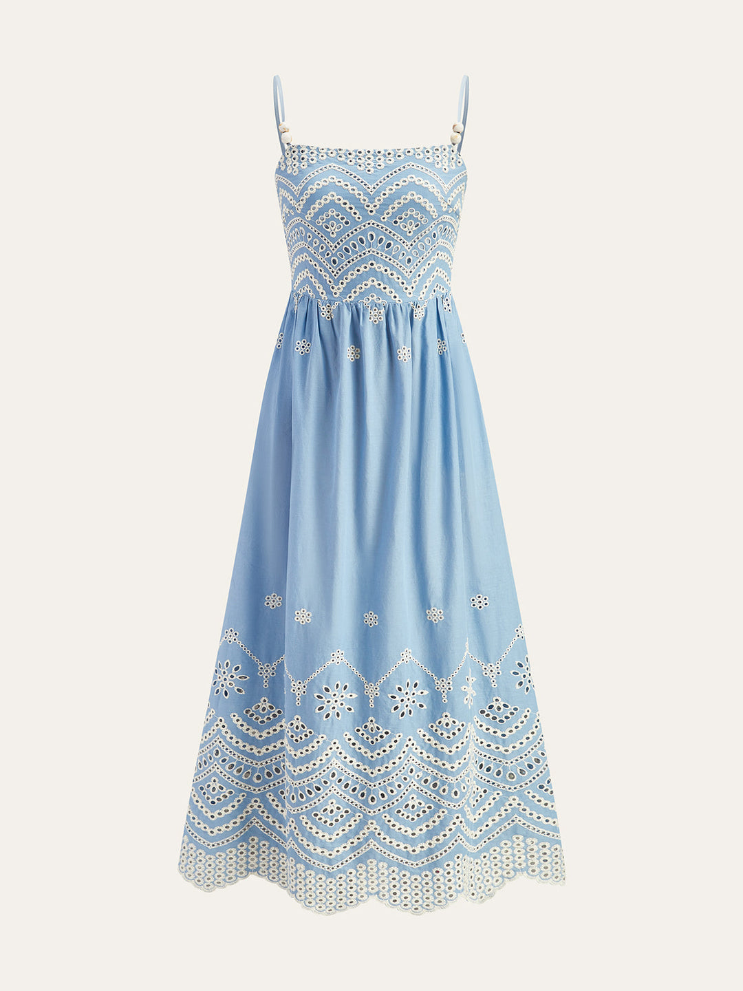 Halbdurchsichtiges besticktes Ösen-Cami-Kleid