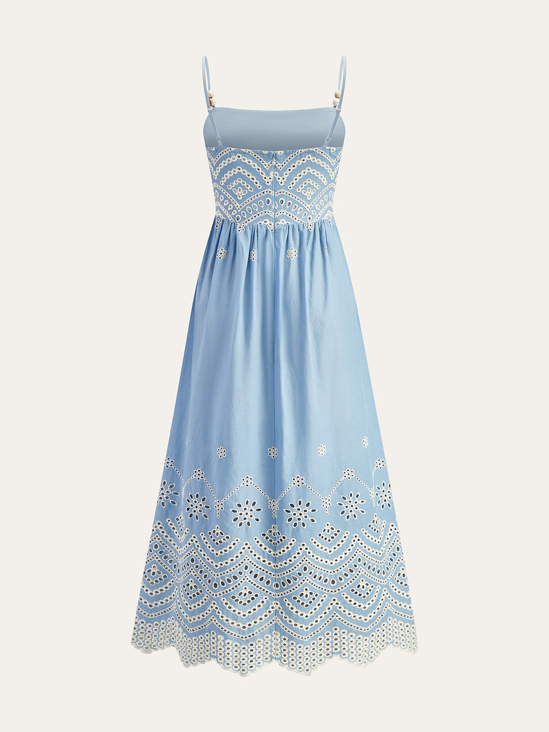 Halbdurchsichtiges besticktes Ösen-Cami-Kleid