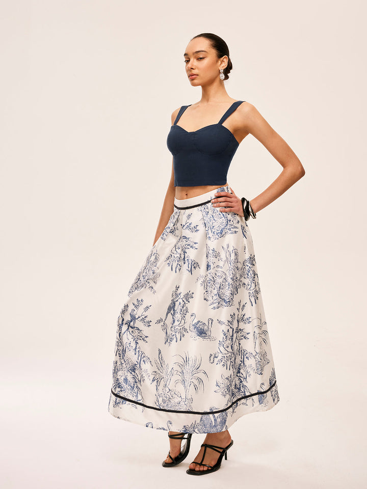 Kleid und Rock aus Baumwolle & Leinen mit Blumenmuster