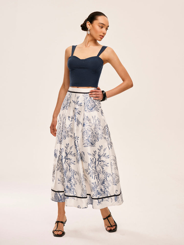 Kleid und Rock aus Baumwolle & Leinen mit Blumenmuster
