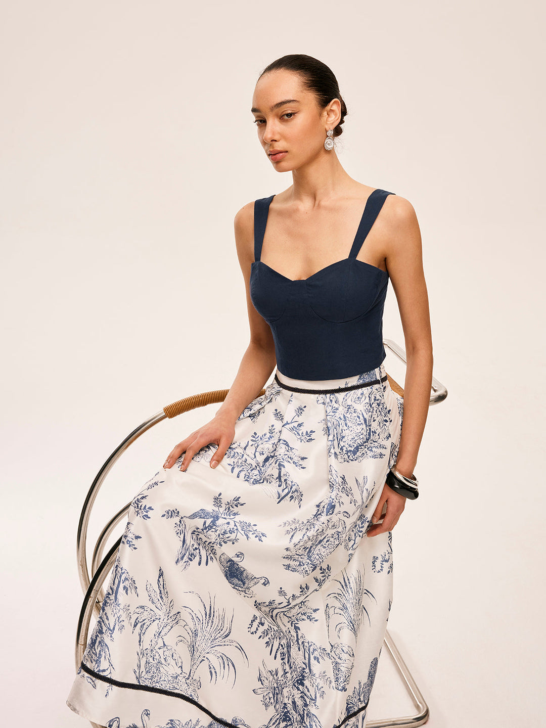 Kleid und Rock aus Baumwolle & Leinen mit Blumenmuster